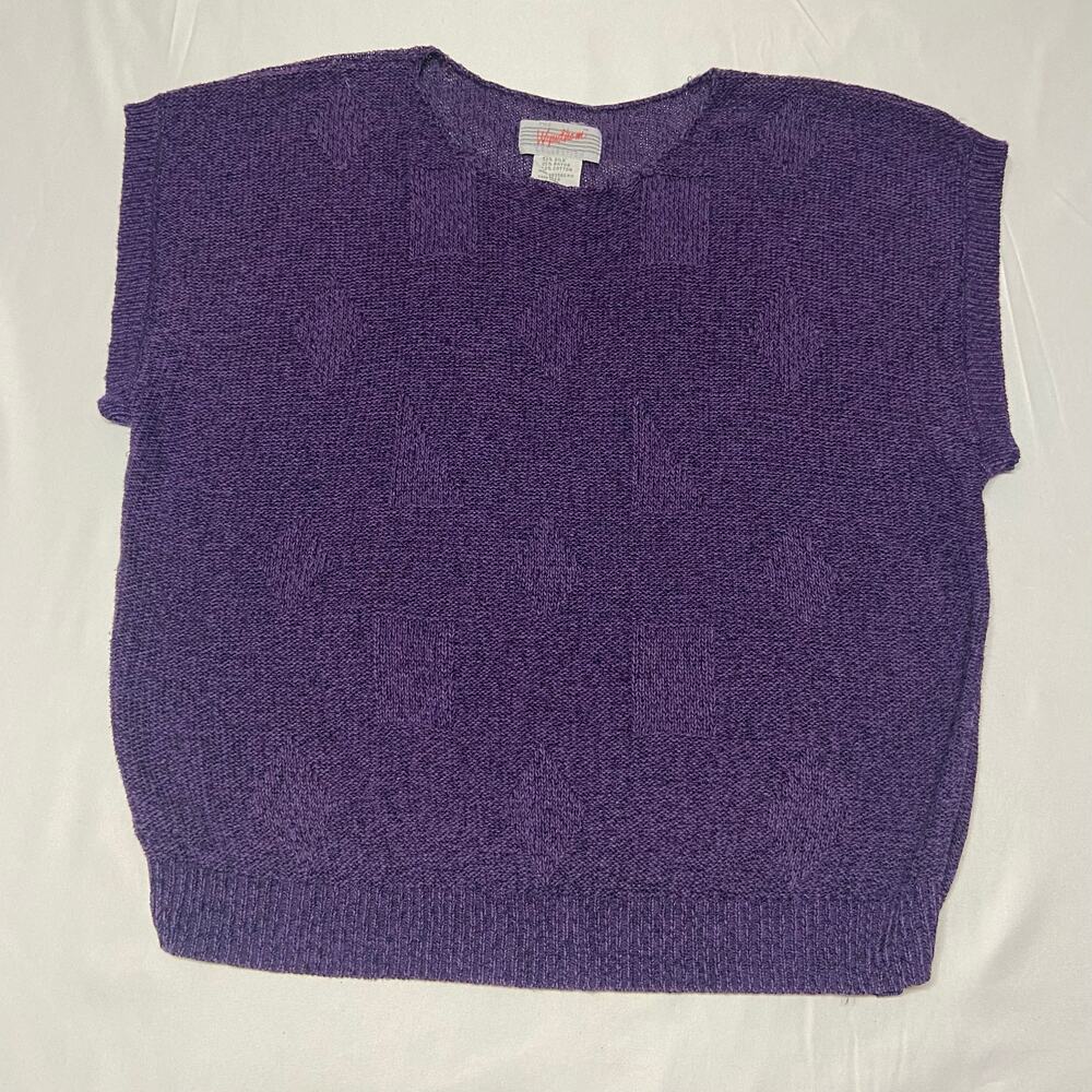 The Wyndham Collection Sweater Vintage Sleeveless Plum Raised Design Size L